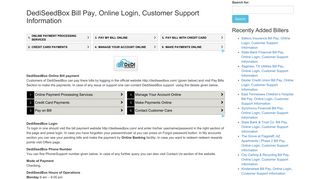 DediSeedBox Bill Pay, Online Login, Customer Support Information