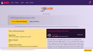 Deep Sea Bingo Review | 100% Bingo Bonus | Bingo &Slots