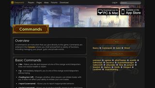 Commands - Deepworld MMO