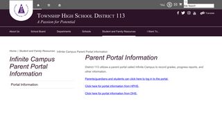 Infinite Campus Parent Portal Information - Township High School ...