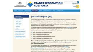 Job Ready Program (JRP) | Trades Recognition Australia