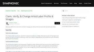 Claim, Verify, & Change Artist/Label Profile & Images – Symphonic ...