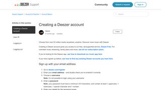 Creating a Deezer account – Deezer Support