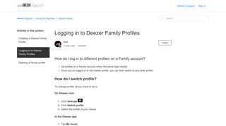 Logging in to Deezer Family Profiles – Deezer Support