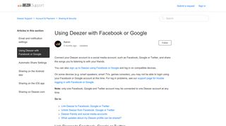 Using Deezer with Facebook or Google – Deezer Support