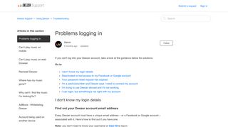 Problems logging in – Deezer Support