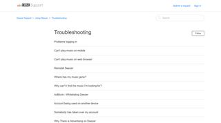Troubleshooting – Deezer Support