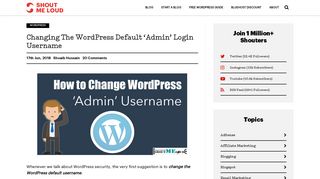 How To Change Wordpress Default 'Admin