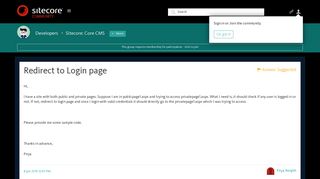 Redirect to Login page - Sitecore: Core CMS - Developers - Sitecore ...