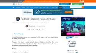 Redirect To Clicked Page After Login - C# Corner