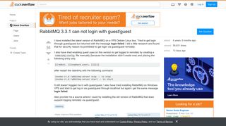 RabbitMQ 3.3.1 can not login with guest/guest - Stack Overflow