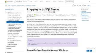 Logging In to SQL Server - SQL Server | Microsoft Docs