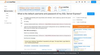 What is the default username and password of my SQL Server Express ...