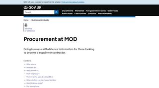 Procurement at MOD - Ministry of Defence - GOV.UK