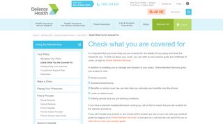 Check what you are covered for - Defence Health