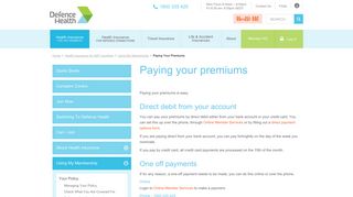 Paying your premiums - Defence Health