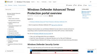 Windows Defender Advanced Threat Protection portal overview ...