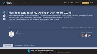 How to factory reset my Defender DVR model 21065 - Experts Exchange