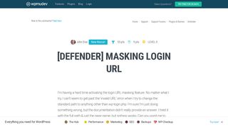 [Defender] Masking Login URL - WPMU Dev