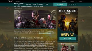 Defiance 2050 Closed Beta – April 20 to 22 | Defiance - Trion Worlds