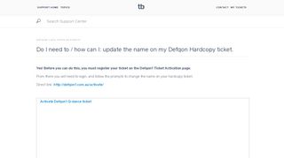 Do I need to / how can I: update the name on my Defqon Hardcopy ...