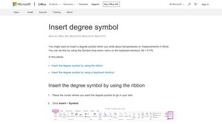 Insert degree symbol - Word - Office Support - Office 365