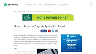How to Insert a Degree Symbol in Excel | Techwalla.com