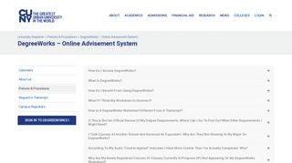 DegreeWorks – Online Advisement System – The City University of ...