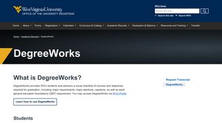 DegreeWorks | Office of the University Registrar | West Virginia ...