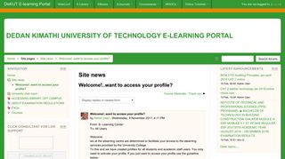 DeKUT E-learning Portal: Welcome!..want to access your profile?