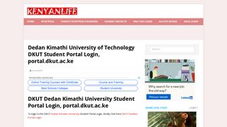 DKUT Dedan Kimathi University Student Portal Login, portal.dkut.ac.ke