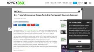 Del Frisco's Restaurant Group Rolls Out Restaurant Rewards Program