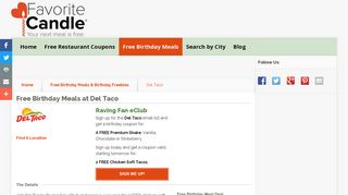 Free Birthday Meals-Del Taco - FavoriteCandle
