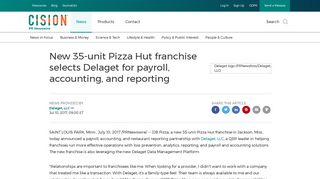 New 35-unit Pizza Hut franchise selects Delaget for payroll ...