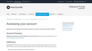 Accessing your account - Delaware Funds