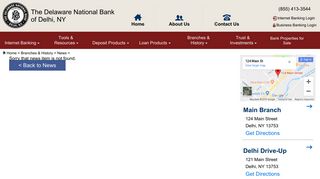 Delaware National Bank of Delhi - News