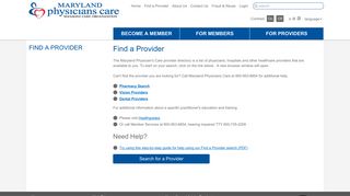 Find a Provider - Maryland Physicians Care