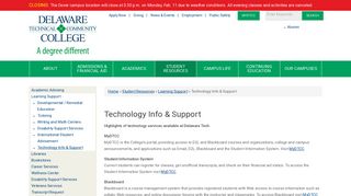 Technology Info & Support | Delaware Technical Community College