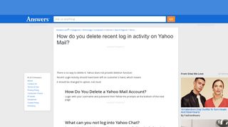 How do you delete recent log in activity on Yahoo Mail - Answers