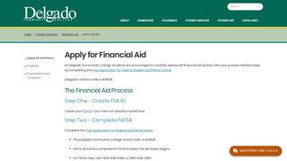 Apply for Financial Aid - Delgado Community College