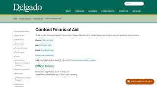 Contact Financial Aid - Delgado Community College