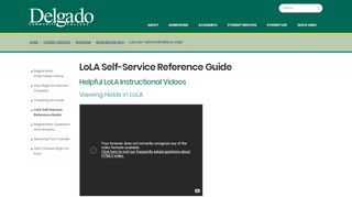 LoLA Self-Service Reference Guide - Delgado Community College