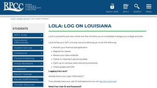 LoLA: Log On Louisiana | River Parishes Community College