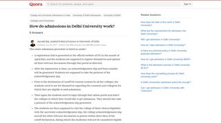 How do admissions in Delhi University work? - Quora