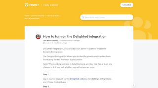 How to turn on the Delighted integration - API & integrations - Front