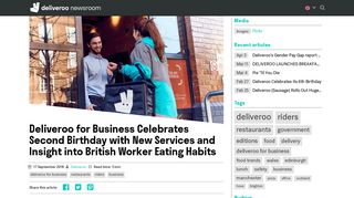 Deliveroo for Business Celebrates Second Birthday with New Services ...