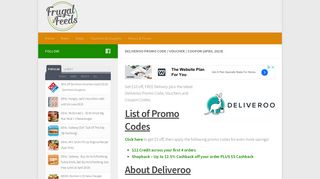 Deliveroo Promo Code / Voucher / Coupon (February 2019) | frugal ...
