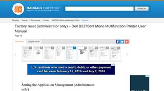 Factory reset (administrator only) | Dell B2375dnf Mono Multifunction ...