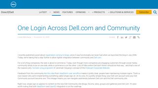 One Login Across Dell.com and Community - Direct2Dell