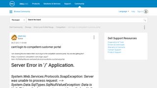 cant login to compellent customer portal - Dell Community